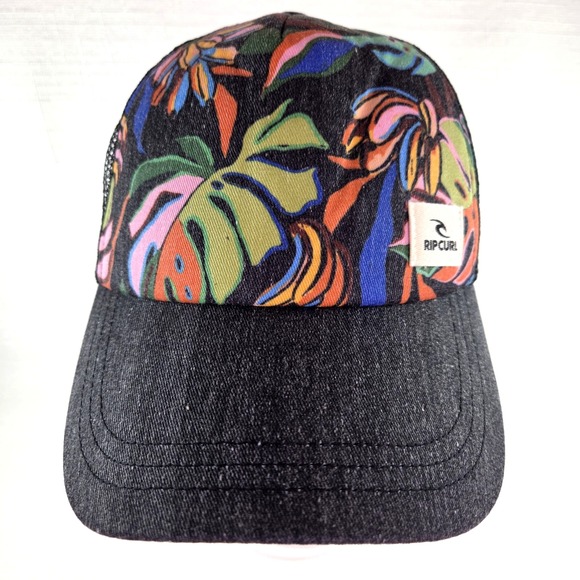 Rip Curl Mixed Yardage Women's Trucker Hat Gray Floral Aloha Tropical NEW - Picture 2 of 6